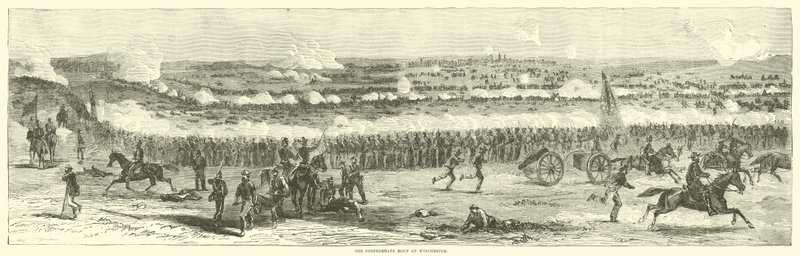 The Confederate Rout at Winchester, September 1864 by American School