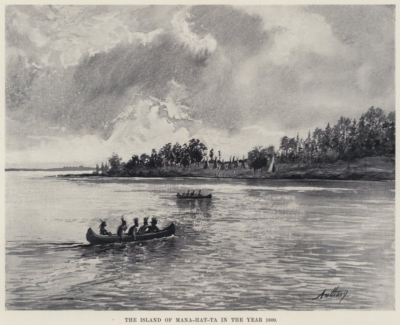 The Island of Mana-hat-ta in the Year 1600 by American School