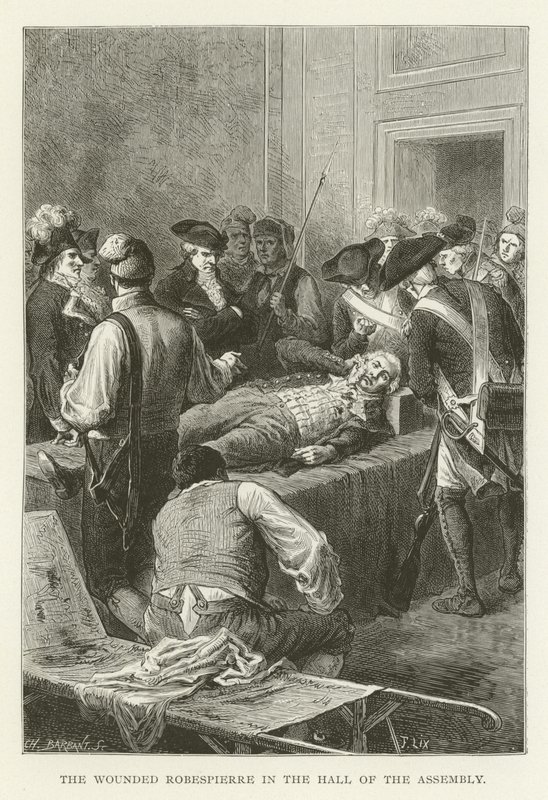 The wounded Robespierre in the Hall of the Assembly by American School