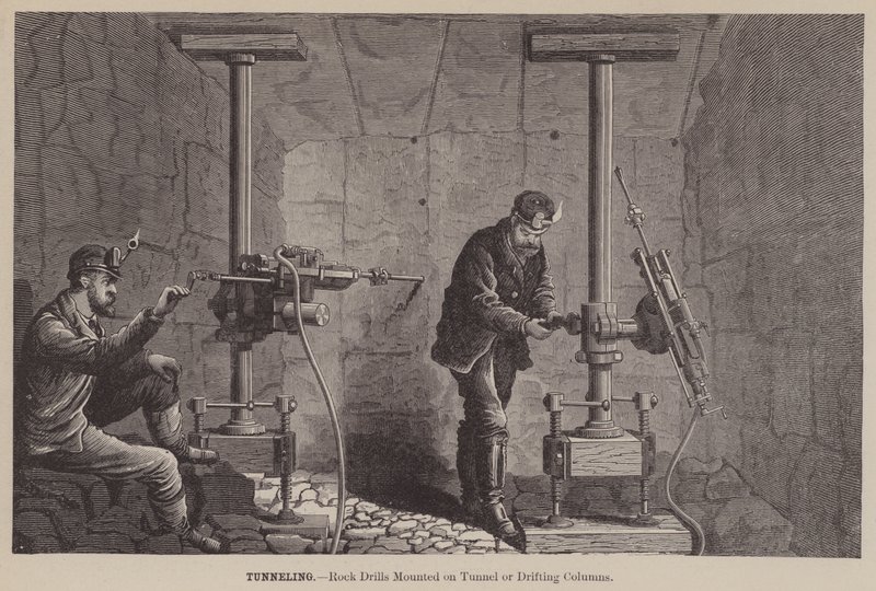 Tunneling, Rock Drills Mounted on Tunnel or Drifting Columns by American School