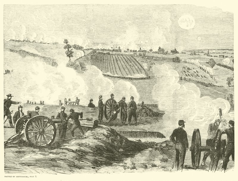 Union position near the center, Battle of Gettysburg, July 2, 1863 by American School