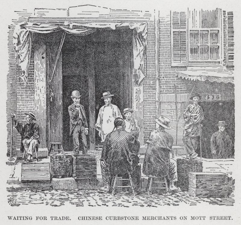 Waiting for Trade, Chinese Curbstone Merchants on Mott Street by American School
