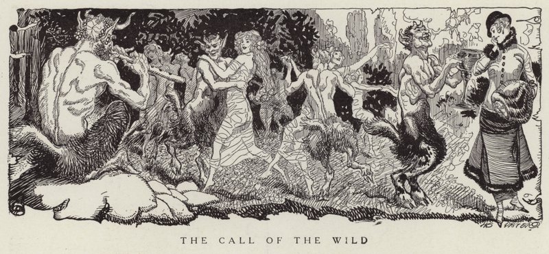 Woman Being Tempted by Fauns to Give in to Her Wilder Urges by American School