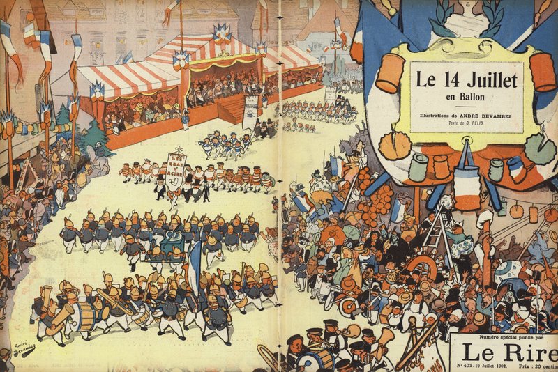 Bastille Day parade, illustration for Le Rire by Andre Devambez