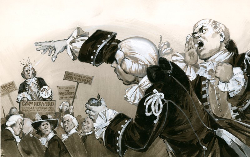 18th century servants at political meeting by Angus McBride