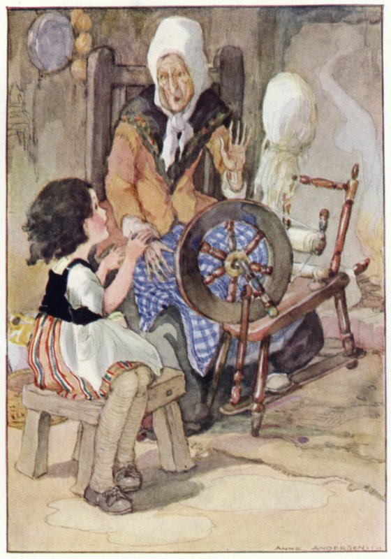 The Grandmother Started Up from Her Spinning-Wheel by Anne (after) Anderson