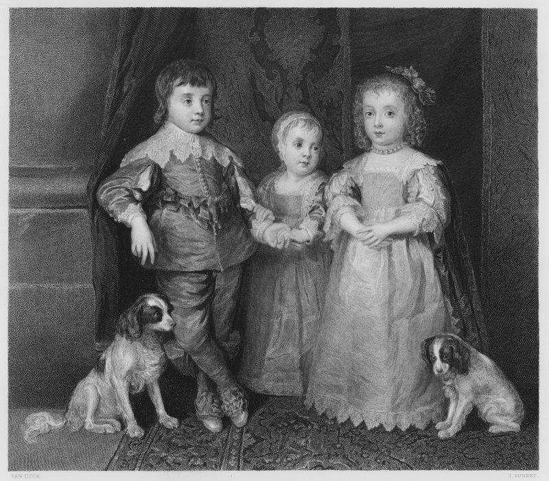 The Three Children of Charles I (engraving) by Anthony van (after) Dyck
