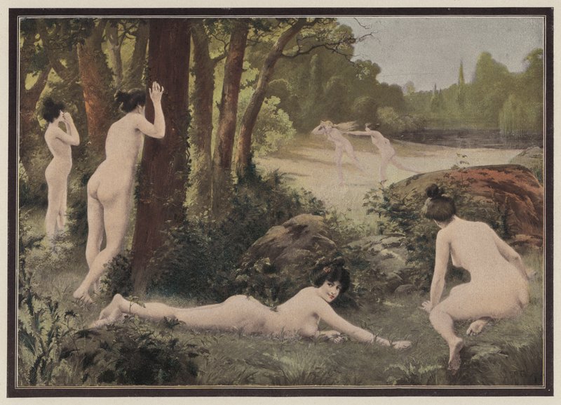 Playing games in the countryside by Antoine Auguste Thivet