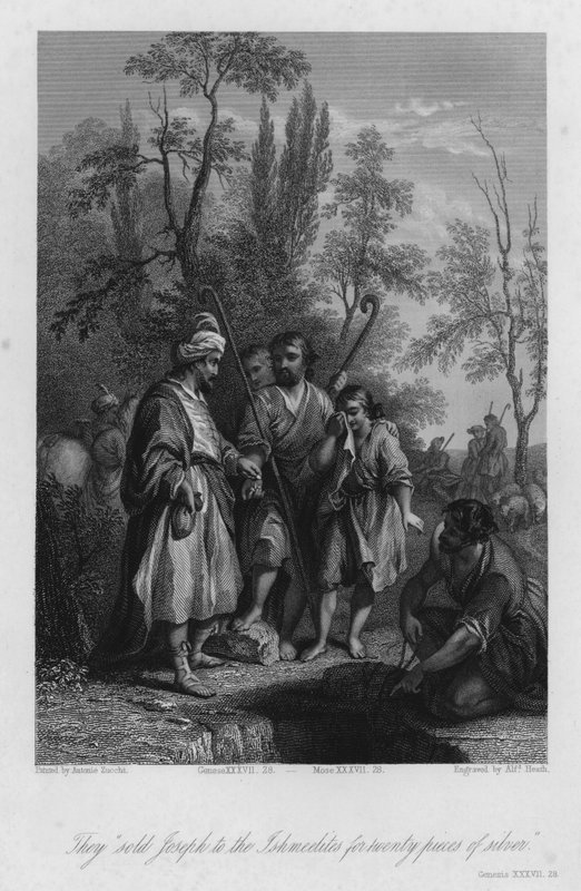 Joseph Sold to the Ishmeelite Merchants (engraving) by Antonio Zucchi