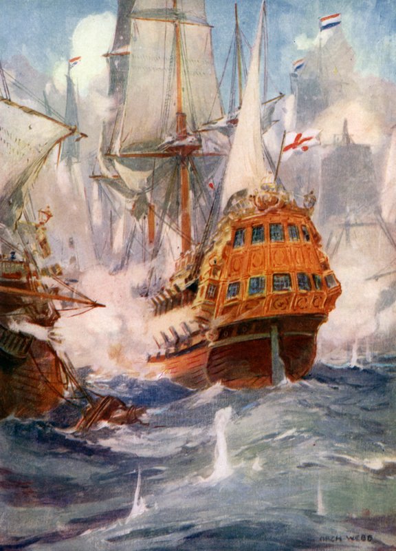 Robert Blake and Admiral Van Tromp by Archibald Bertram (after) Webb