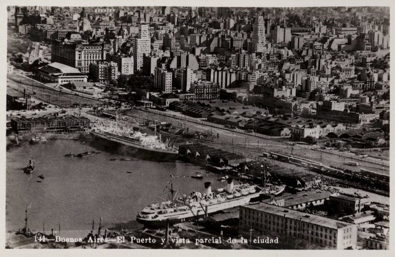 Port and Partial View of the City, Buenos Aires, Argentina by Argentinian Photographer