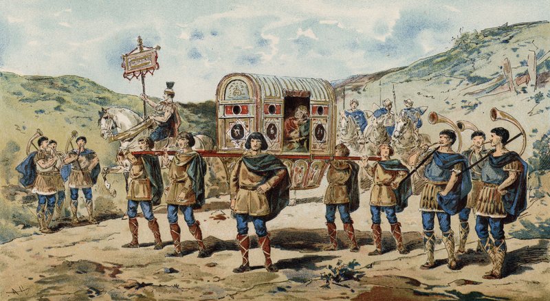 Litter with Escort, Accompanied by Buccina Players, Time of Charlemagne by Armand Jean Heins