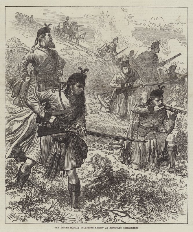 The Easter Monday Volunteer Review at Brighton, Skirmishers by Arthur Hopkins