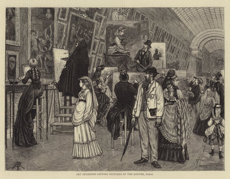 Art Students copying Pictures at the Louvre, Paris by Arthur Boyd Houghton