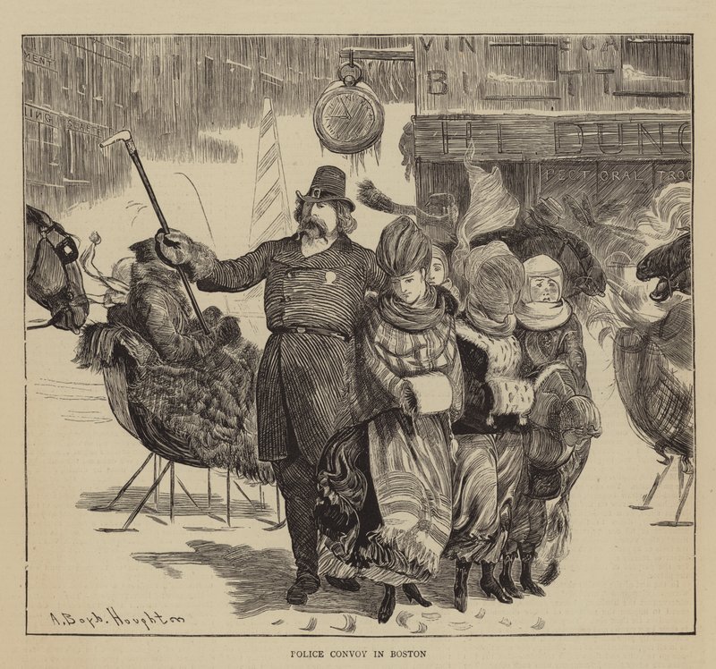 Graphic America, the Shakers, Police Convoy in Boston by Arthur Boyd Houghton