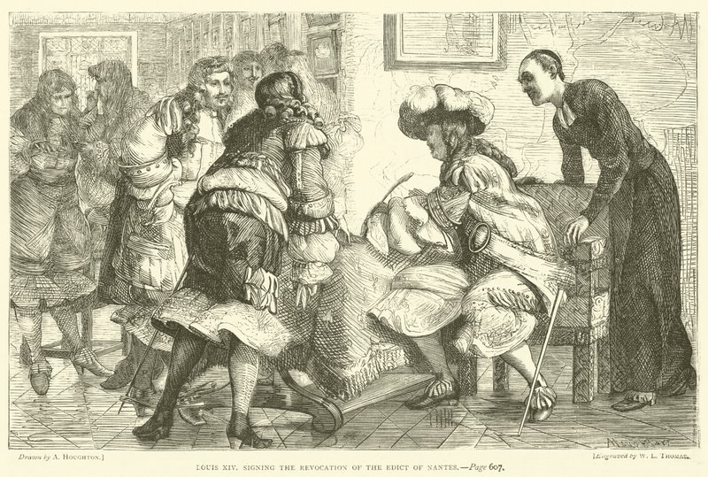 Louis XIV signing the Revocation of the Edict of Nantes by Arthur Boyd Houghton