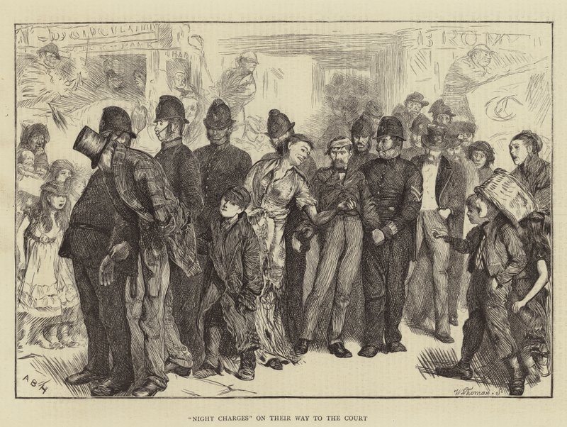 Night Charges on Their Way to the Court by Arthur Boyd Houghton