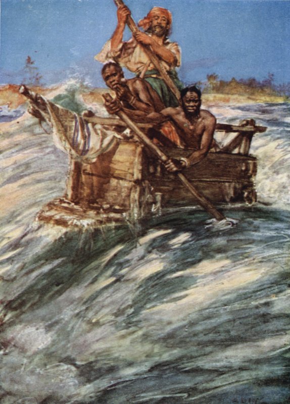 Andrew Battell Crossing the Bar at the Mouth of the Mbengo by Arthur David McCormick
