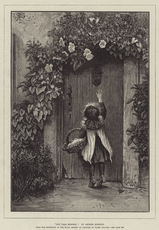 Not Tall Enough! From the Exhibition of the Royal Society of Painters in Water Colours by Arthur Hopkins