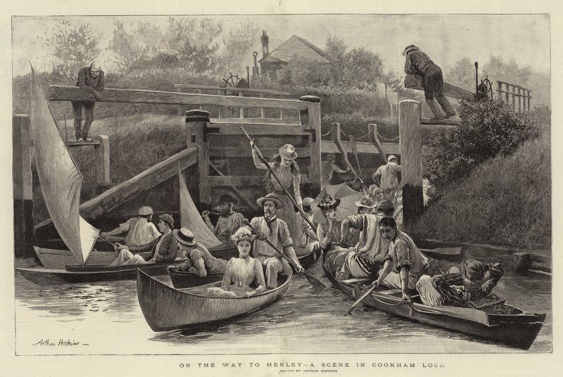 On the Way to Henley, a Scene in Cookham Lock by Arthur Hopkins