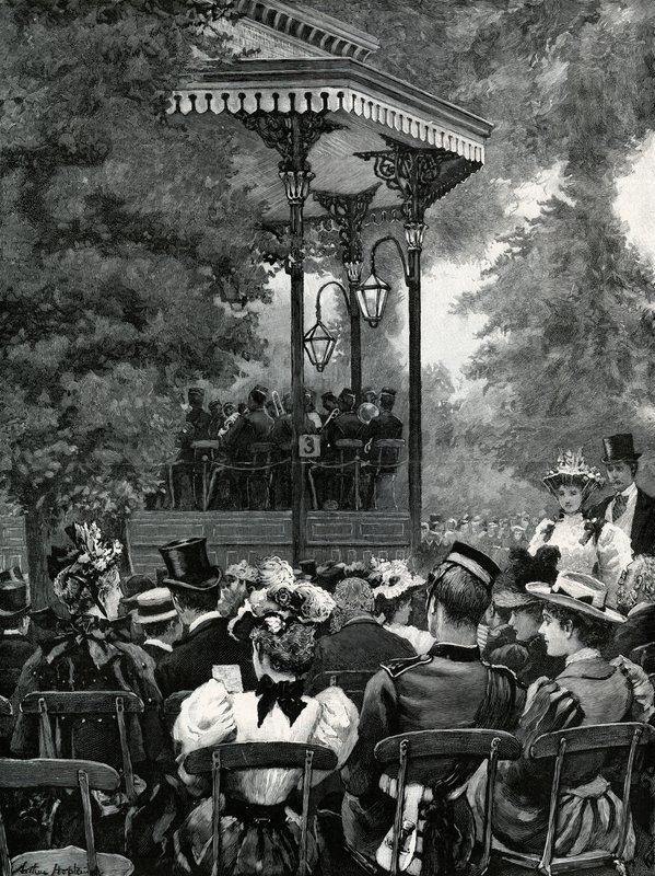 Open-air music in London: Listening to the military band in Hyde Park by Arthur Hopkins