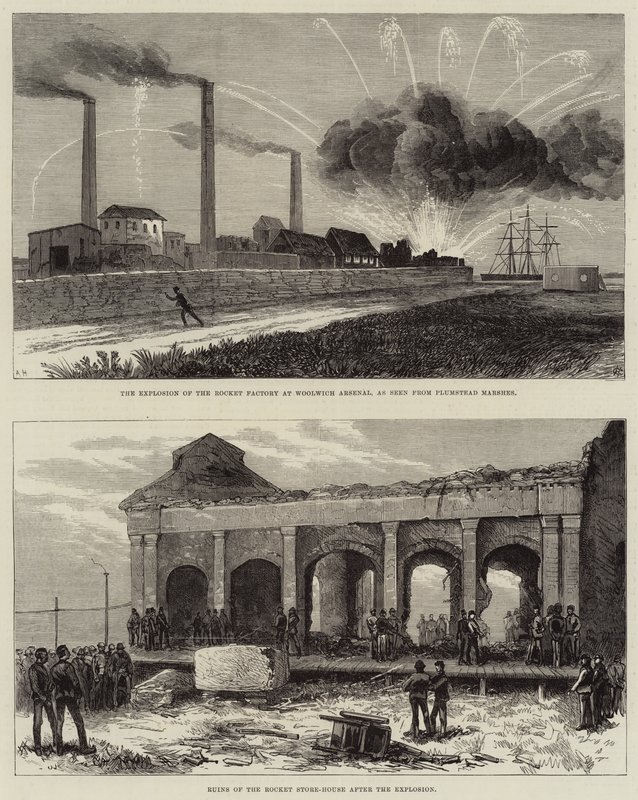 The Explosion of the Rocket Factory at Woolwich Arsenal by Arthur Hopkins