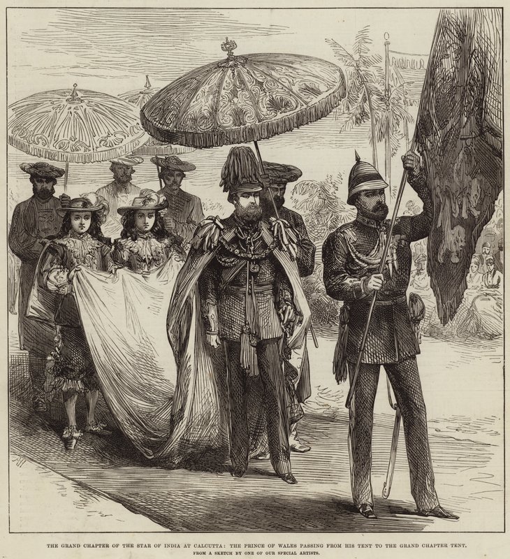 The Grand Chapter of the Star of India at Calcutta, the Prince of Wales passing from his Tent to the Grand Chapter Tent by Arthur Hopkins