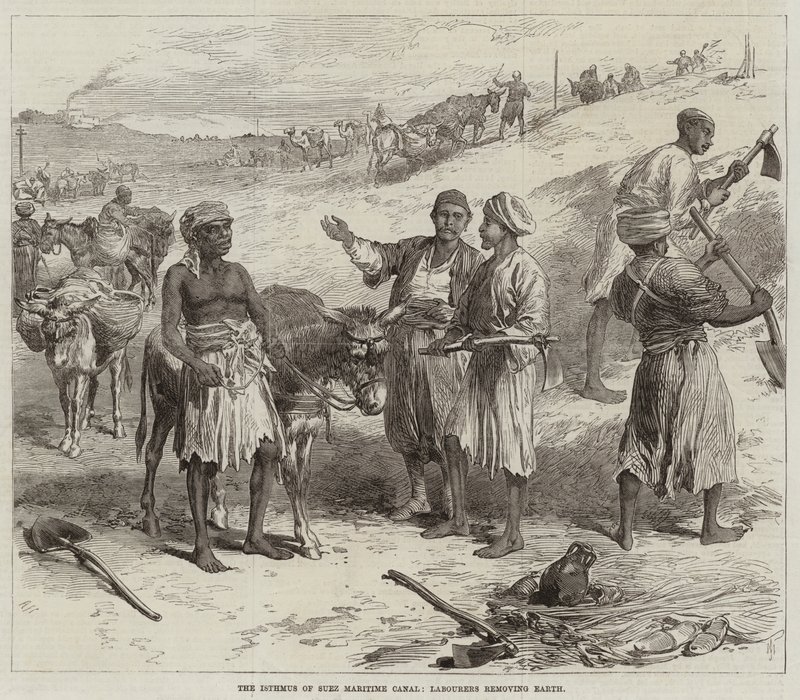 The Isthmus of Suez Maritime Canal, Labourers Removing Earth by Arthur Hopkins