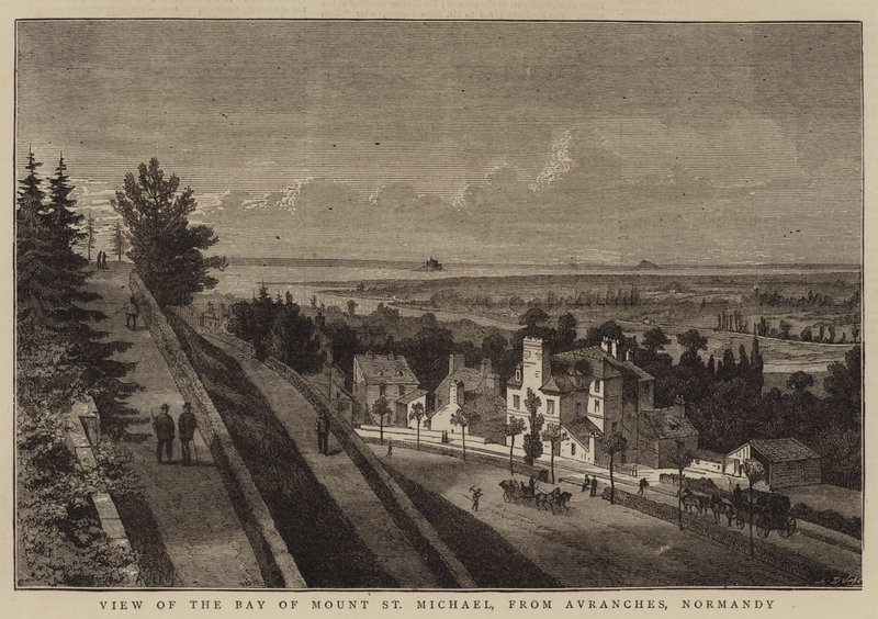 View of the Bay of Mount St Michael, from Avranches, Normandy by Auguste Victor Deroy