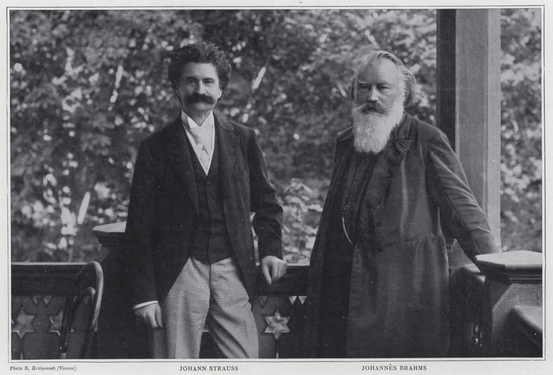 Composers Johann Strauss the Younger and Johannes Brahms, Vienna by Austrian Photographer