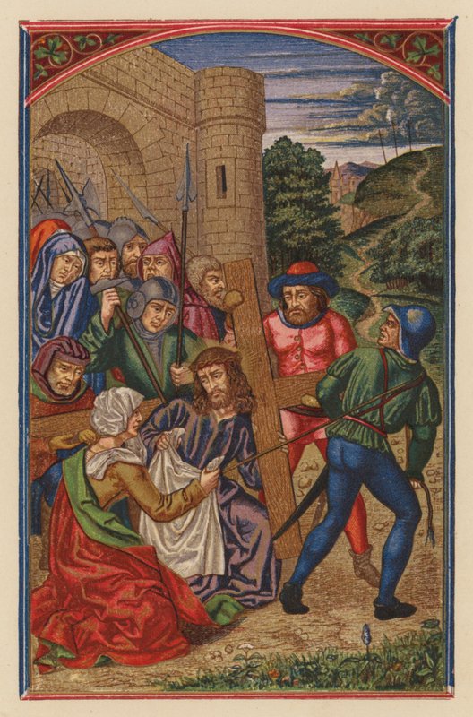 Jesus Bearing the Cross (chromolitho) by Austrian School