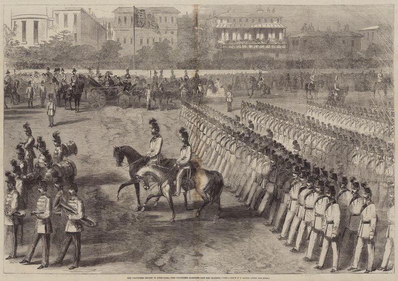 The Volunteer Review in Hyde Park, the Volunteers Marching Past Her Majesty by B. Clayton