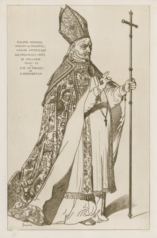 Philippe Rovenius, Archeveque de Philipopoli, vicair apostolique, aux provinces-unies de Hollande, 1648-55. After a painting by B Breenbergh by Bartholomeus Breenbergh