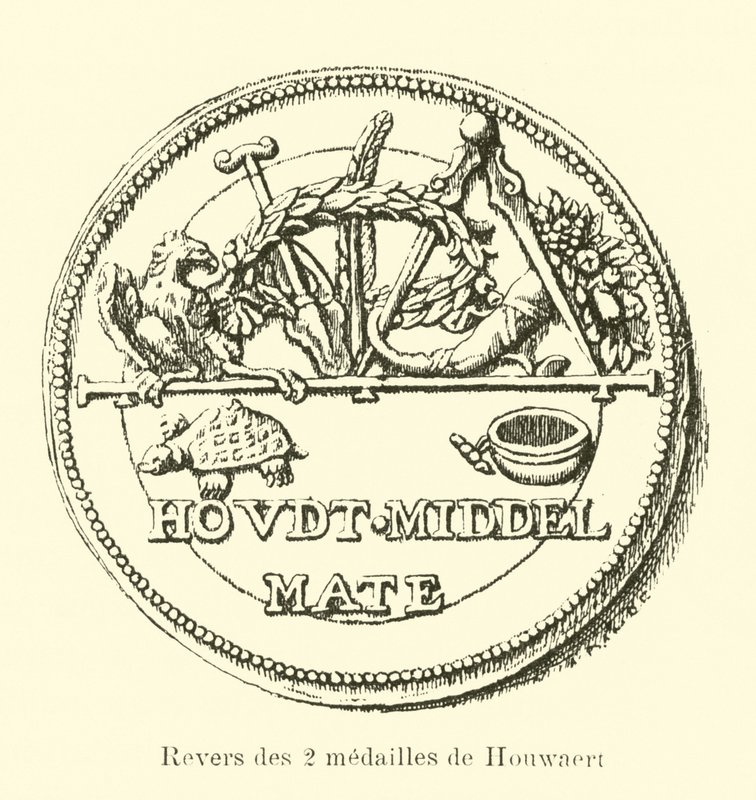 Reverse of the two medals of Houwaert by Belgian School