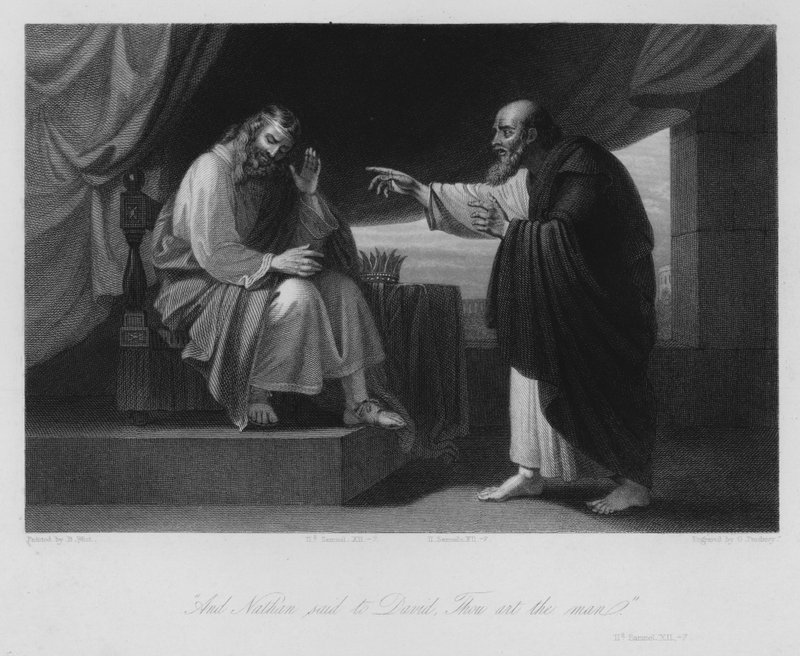 Nathan and David, II Samuel XII, 7 (engraving) by Benjamin (after) West