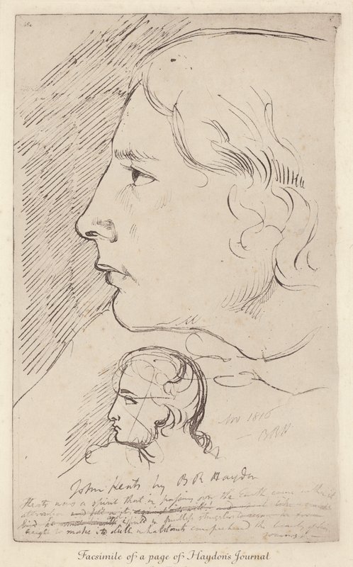 Sketch of English poet John Keats from the journal of English artist Benjamin Haydon by Benjamin Robert (after) Haydon