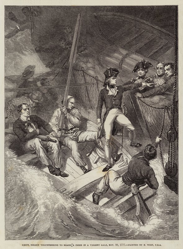 Lieutenant Nelson Volunteering to Board a Prize in a Violent Gale, 20 November 1777 by Benjamin West