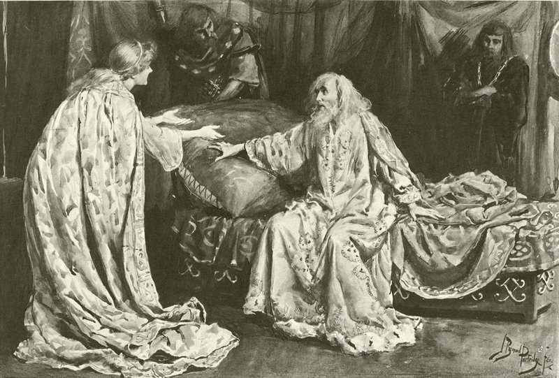 Miss Ellen Terry as Cordelia, Mr Henry Irving as King Lear by Bernard Partridge