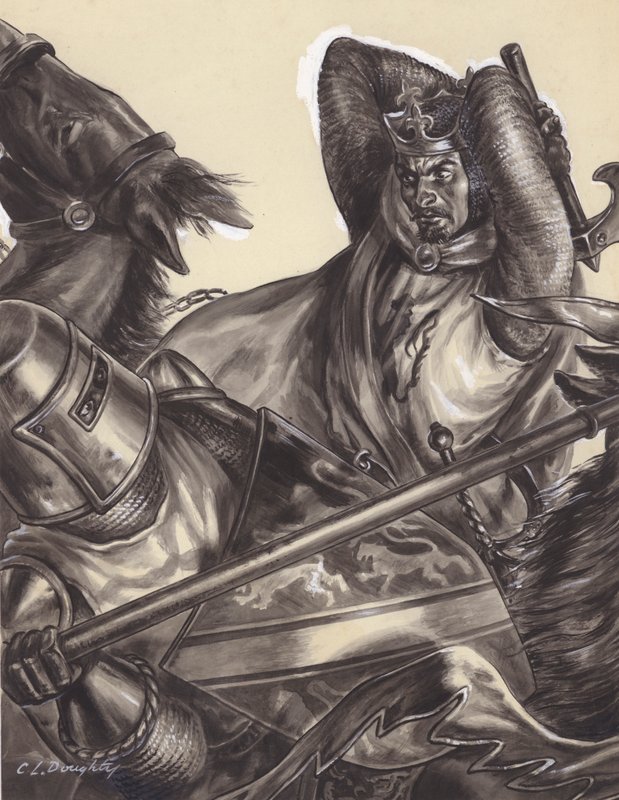 Robert Bruce about to kill Sir Henry de Bohun by C.L. Doughty