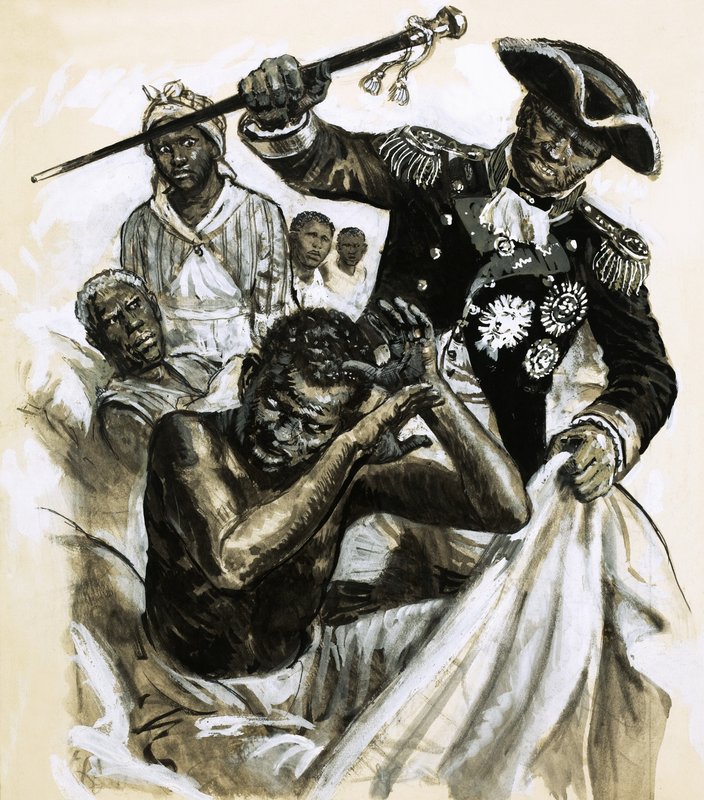 Unidentified black officer beating another man by C.L. Doughty