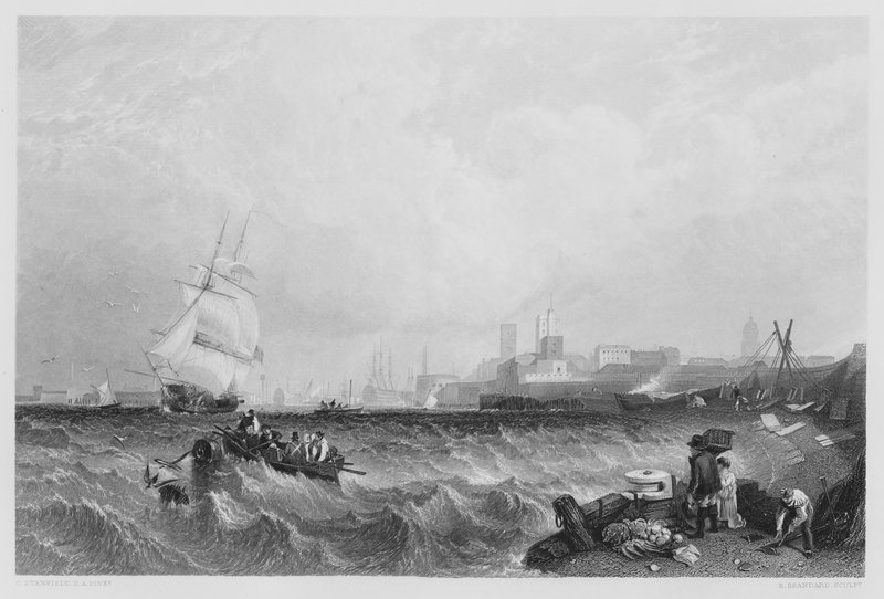 Portsmouth Harbour, from the Picture in the Royal Collection (engraving) by C. (after) Stanfield