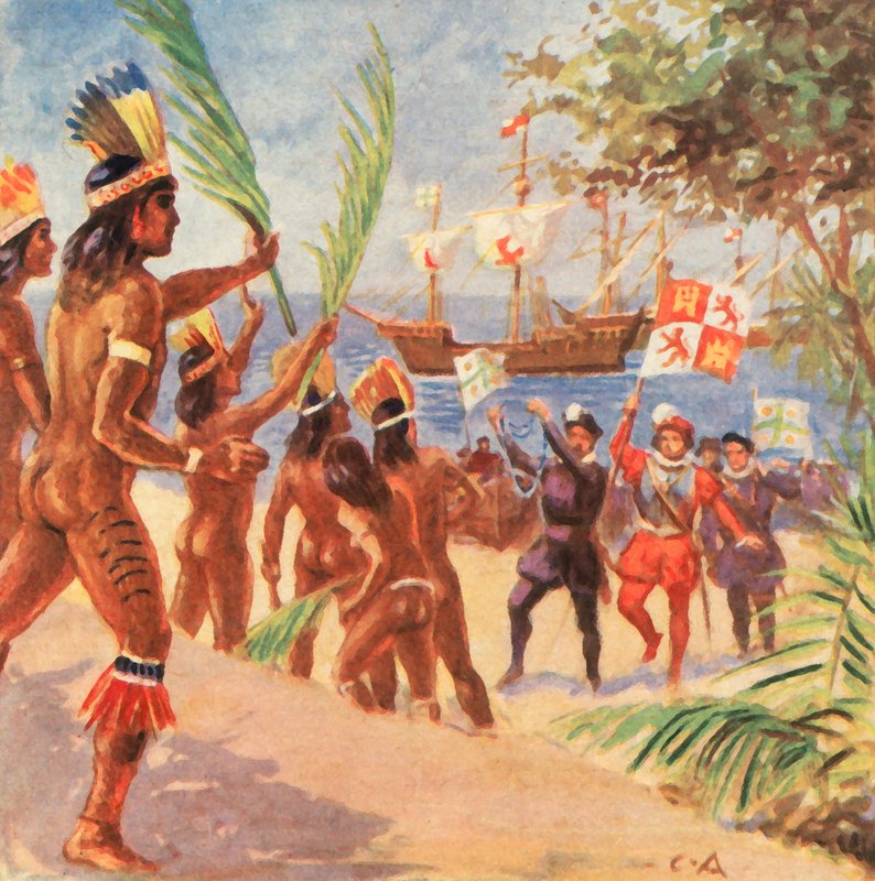 Columbus Lands in the Antilles by Carl Arriens