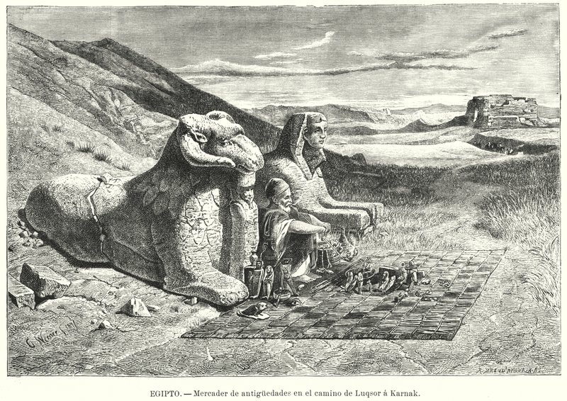Antiquities Seller on the Road from Luxor to Karnak, Egypt by Carl Friedrich Heinrich (after) Werner