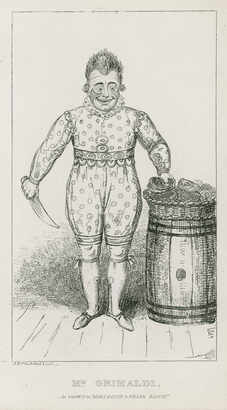 Mr Joseph Grimaldi as Clown in Harlequin and Friar Bacon by Carl Georg Adolph Hasenpflug