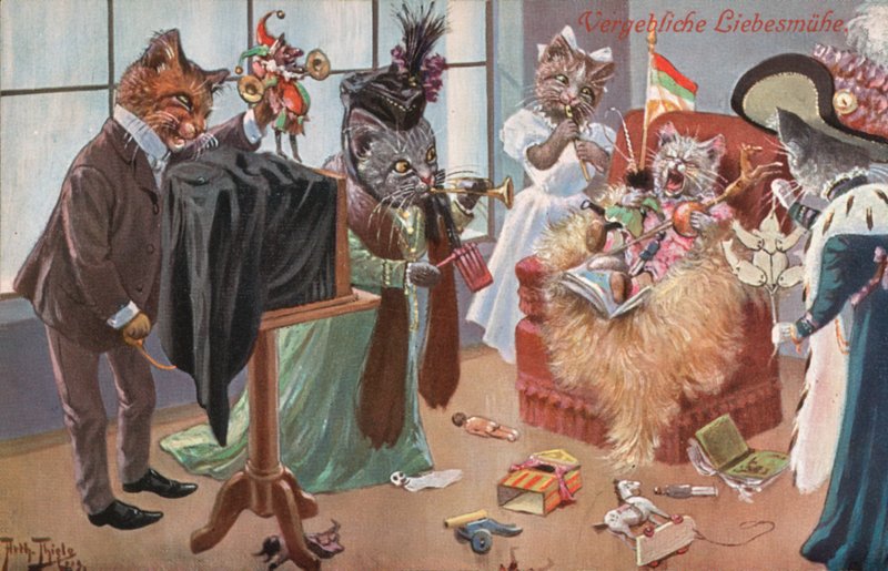 Humorous Cat Postcard by Carl Robert Arthur Thiele