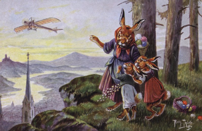 Rabbits discussing an aeroplane by Carl Robert Arthur Thiele