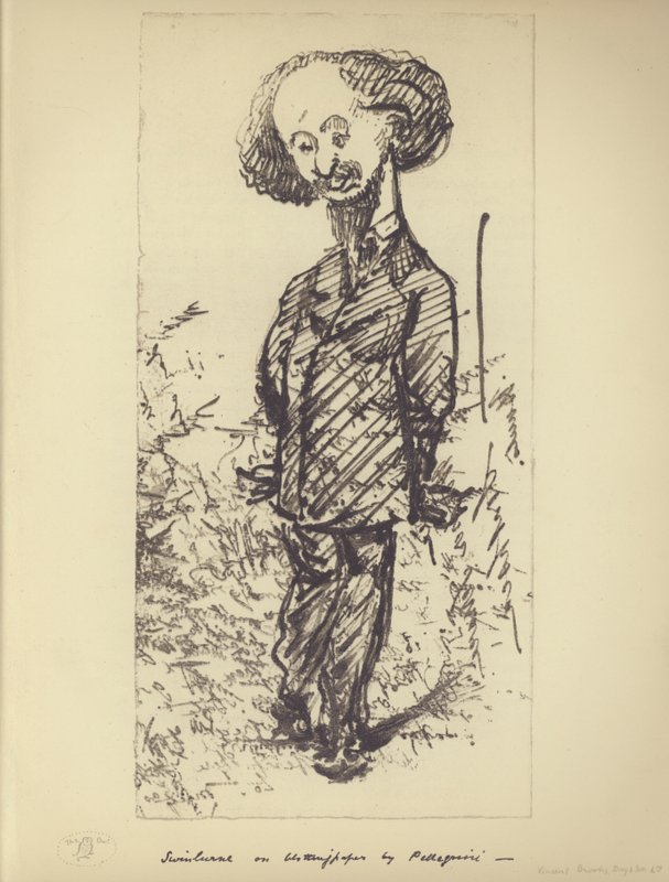 Swinburne on Blotting Paper (caricature of English author Algernon Charles Swinburne) by Carlo Pellegrini