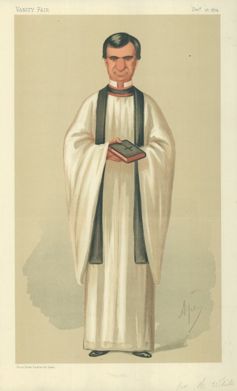 The Rev Henry White, Prayers, 26 December 1874, Vanity Fair Cartoon by Carlo Pellegrini