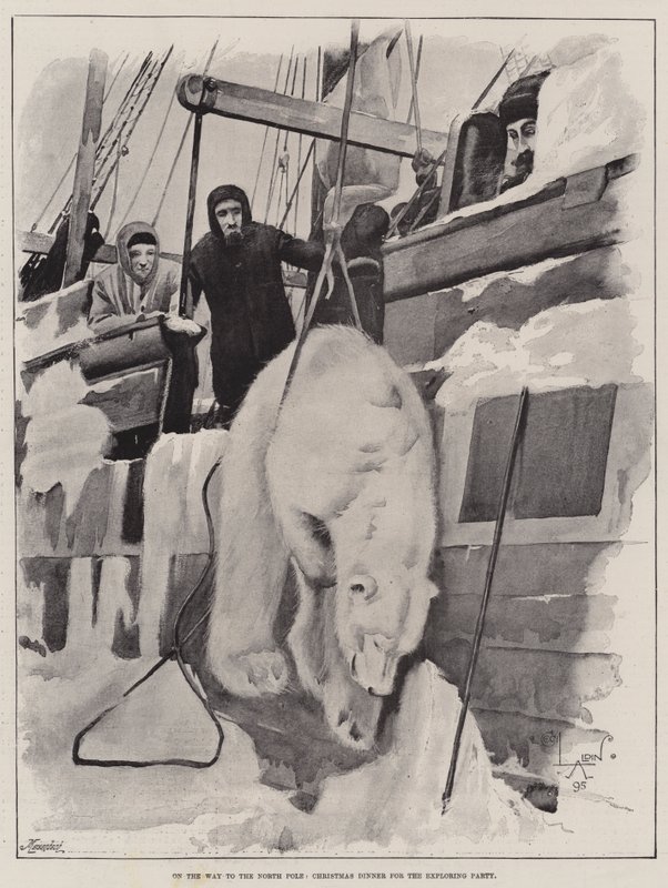 On the Way to the North Pole, Christmas Dinner for the Exploring Party by Cecil Charles Windsor Aldin