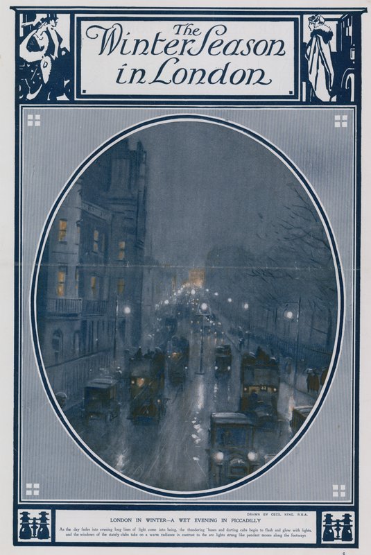 London in Winter - a wet evening in Piccadilly by Cecil King
